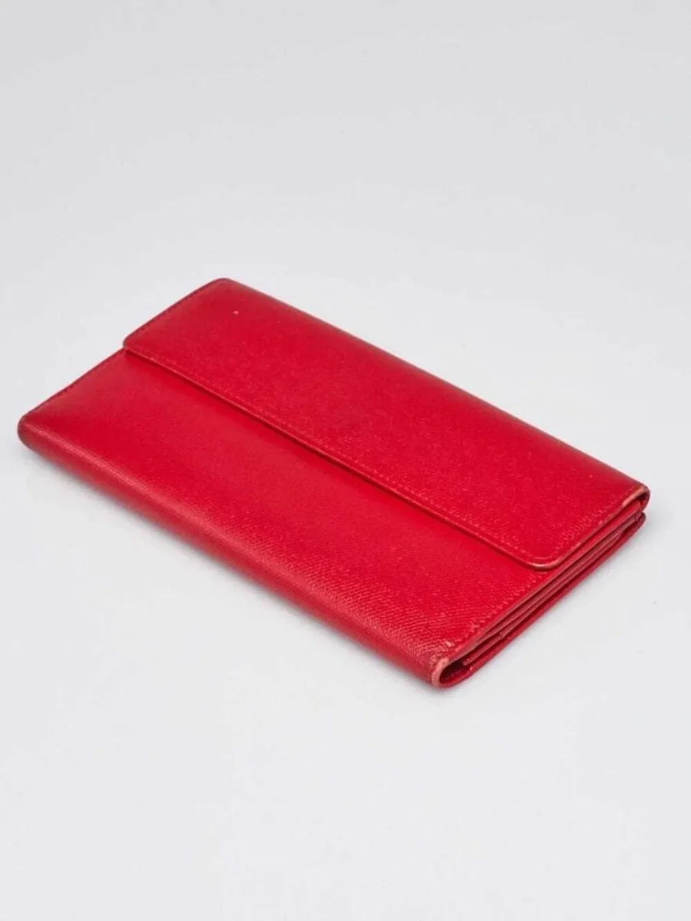 Chanel Red Grained Leather L-Double Wallet